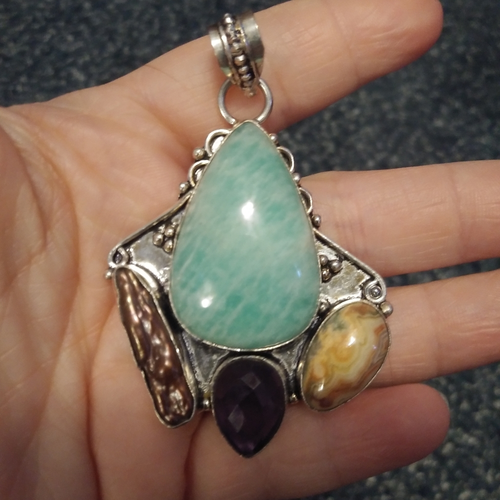 Multistone Sterling Silver Pendant - image 1